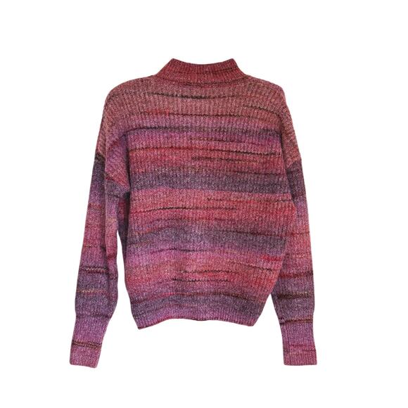 Christian Siriano Pink Red Striped Crewneck Sweater Medium Cozy Artsy Academia - Picture 5 of 9